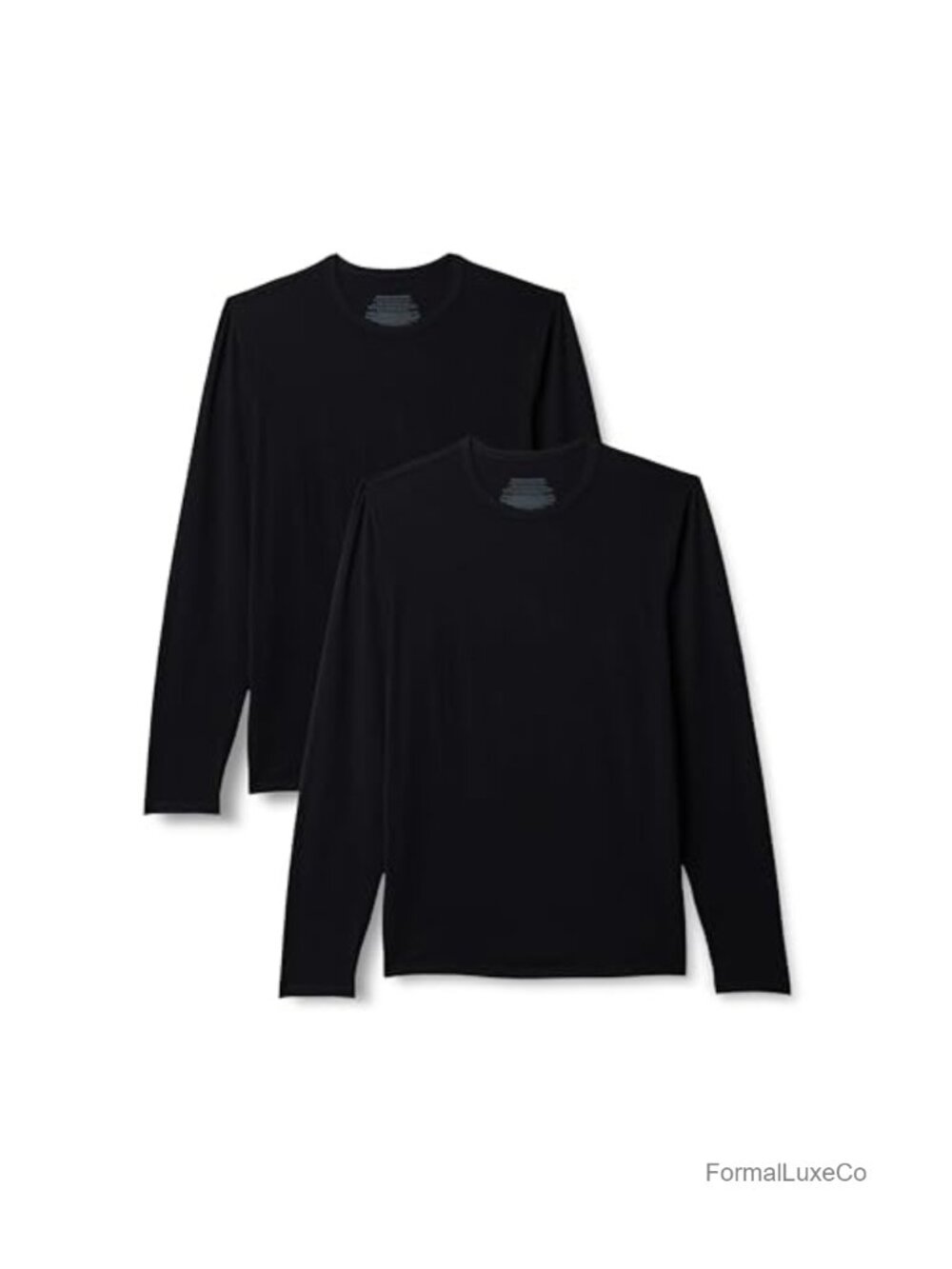 Men's Long Sleeve Super Soft Modal Undershirt Slim Fit Crew Neck 2 Pack